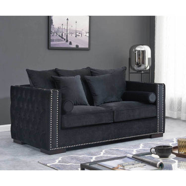 Moscow Luxury Black Velvet Sofa Sets with Chesterfield Design – 1, 2 & 3 Seater Options - UK Luxury Furniture